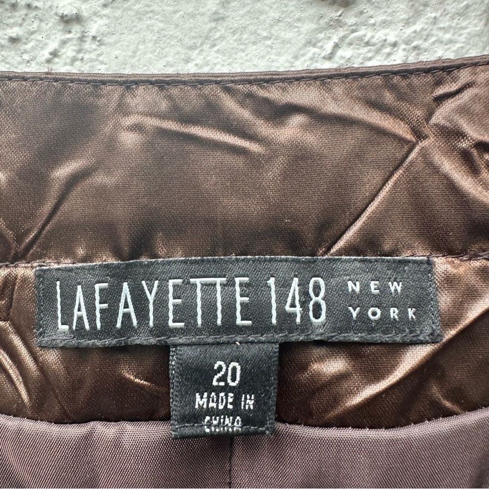 LAFAYETTE 148 Jacket Women Size 20 Crushed Crinkle Collarless Pockets Brown - Picture 8 of 9